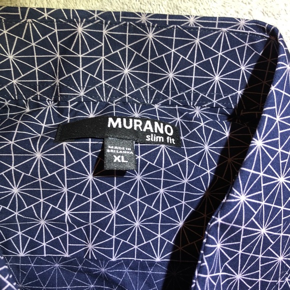 Murano XL Dark Navy Geometric Button Down Shirt - Picture 3 of 3
